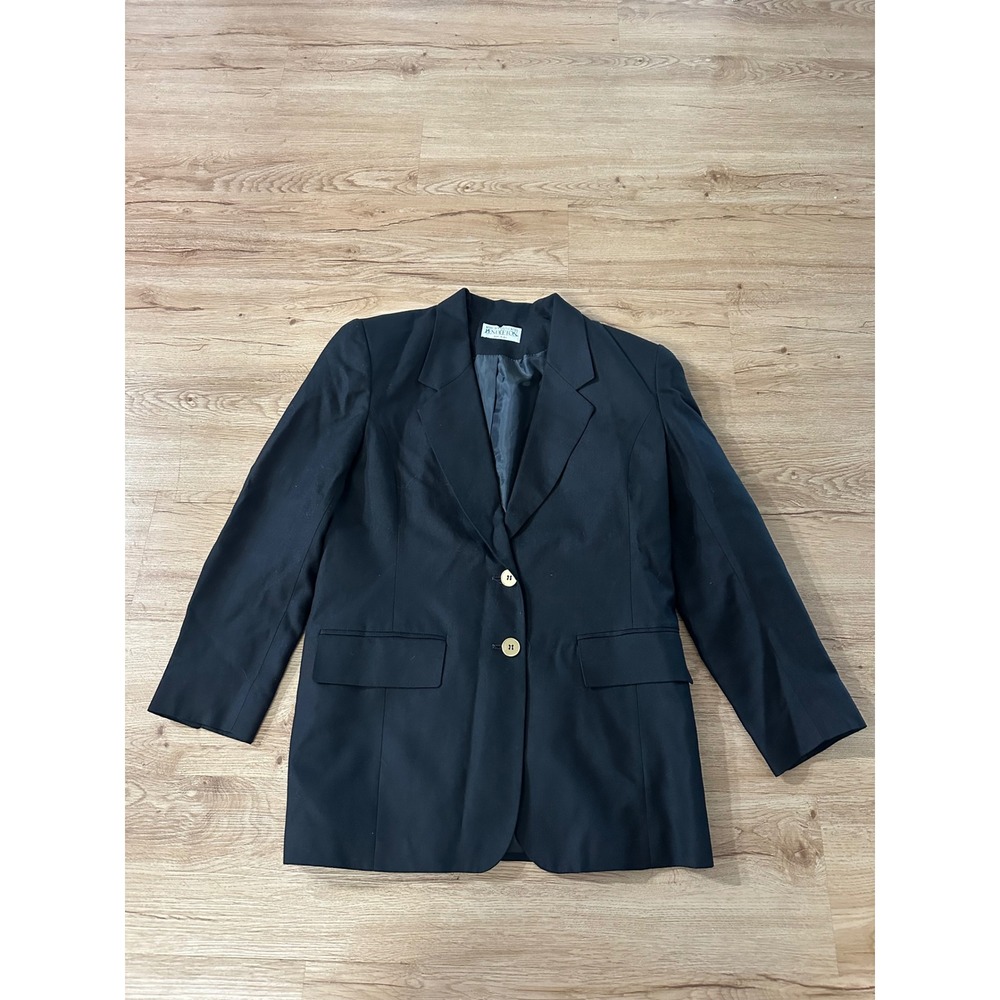 Vintage Pendleton Black Rayon Blazer Made USA Size 8 Two Button Career Jacket
